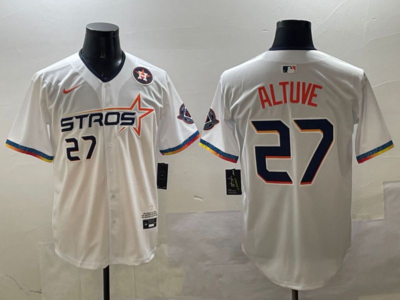 Men Houston Astros #27 Altuve White Fourth generation Joint Name 2025 Nike MLB Jersey style 1